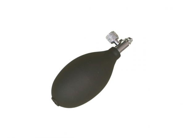 Latex-free PVC bulb with metal thumb valve